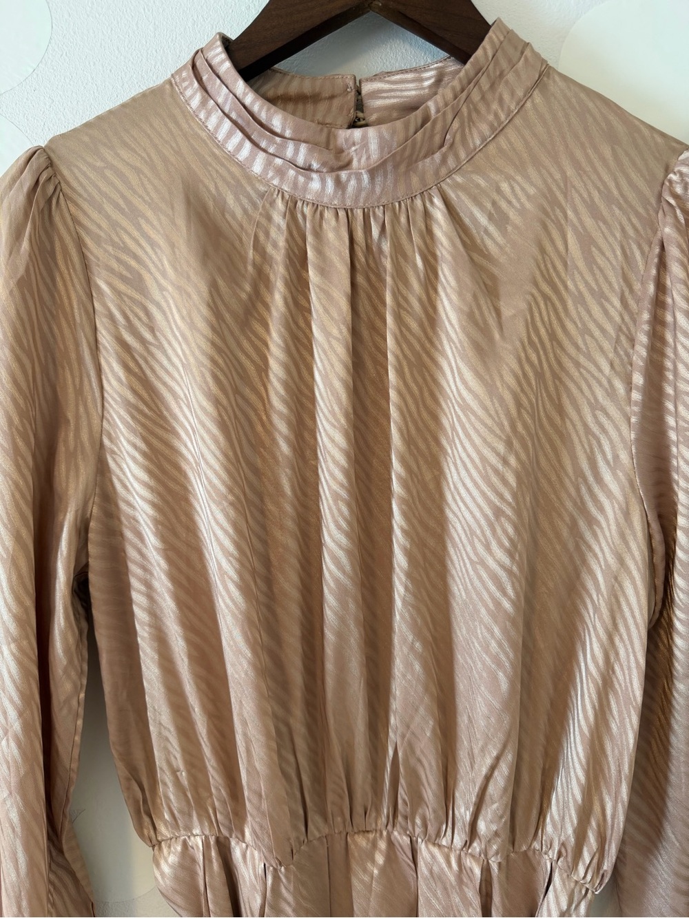 EUC Bohme Champage Ariana Zebra Midi Mock Neck Long Sleeve Dress - Picture 6 of 13